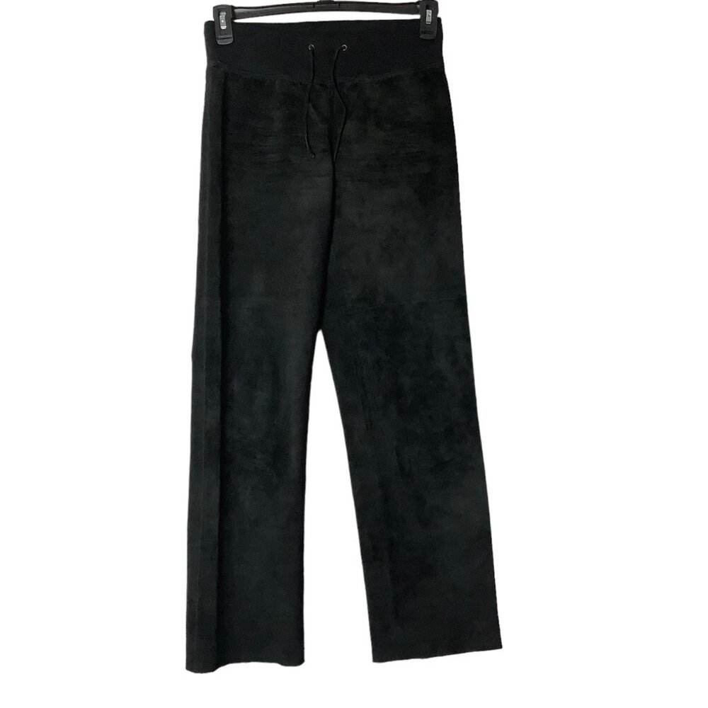 Danier Leather High Rise Straight‎ Leg Pants Women 6 30" Black Drawstring Lined